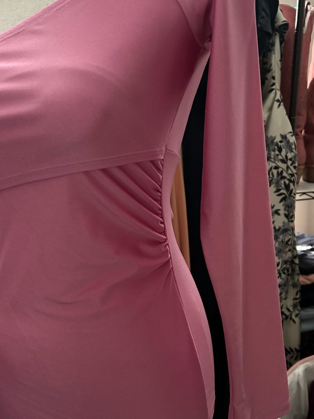SHEIN Mauve Pink Long Sleeve V-Neck Midi Dress - Picture 4 of 5